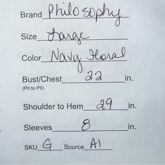 Philosophy Navy Floral Split Neck Short Sleeve Blouse Size L - Picture 8 of 8